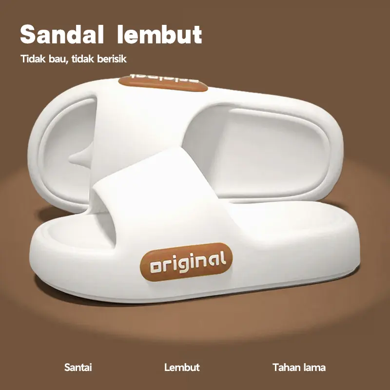 Sandal pria dewasa terbaru tahun 2025 dengan sol tebal berwarna hitam yang nyaman dan anti-selip terbuat dari bahan PVC untuk sandal kamar mandi yang nyaman digunakan di dalam ruangan Shoes Selop