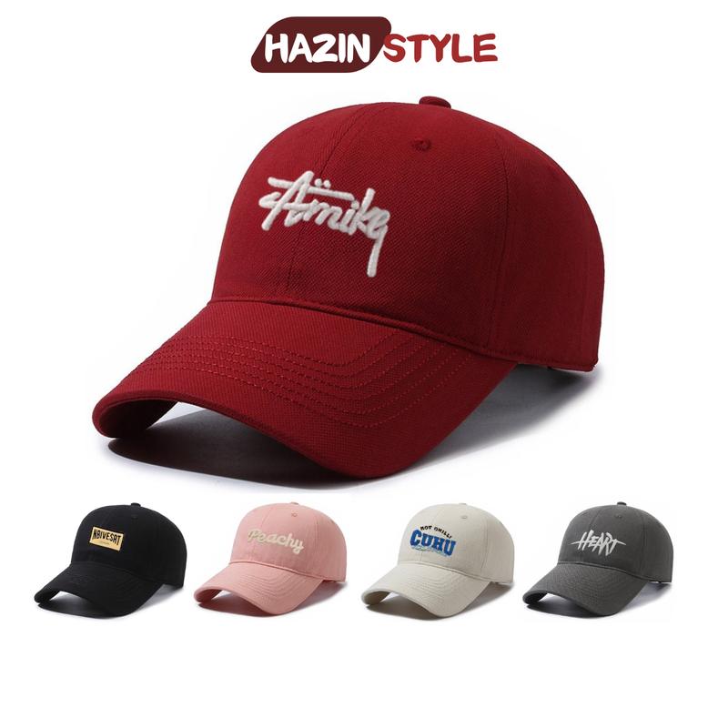  Mũ lưỡi trai nam nữ HAZIN họa tiết thêu form cứng chất kaki cao cấp phong cách Hàn Quốc 