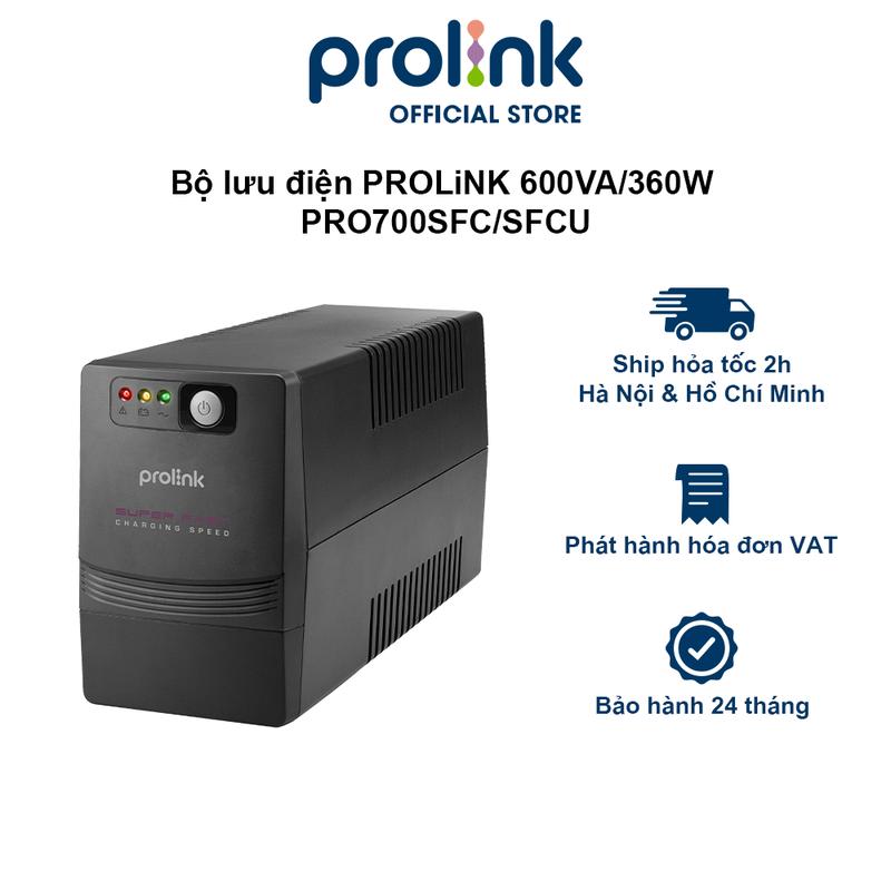 Bộ lưu điện UPS PROLiNK PRO700SFC công suất 360W, sạc siêu nhanh, dùng cho PC,…
