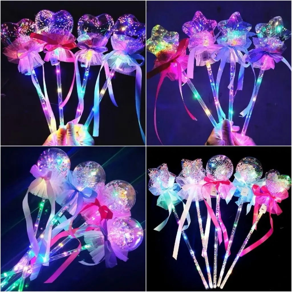 MN7 Light Stick Mainan Anak Tongkat Peri dengan Lampul Karakter / Tongkat Peri Bintang Stik Lampu LED Warna Warni Tongkat Sihir Peluk Kasih Kado Anak Cewek Pengganti Obor Takbiran Idul Fitri Idul Adha Obor Lebaran