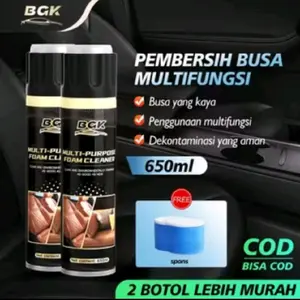 Promo BGK foam pembersih multifungsi 650ml 2pcs free spon sikat pembersih interior mesin ban body mobil kendaraan