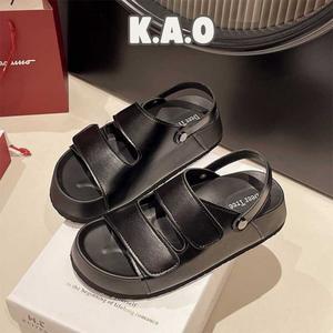 Dép nữ quai ngang da bóng, dép sandal nữ đế cao la mã y2k hot nhất - Tiệm Nhà Kao -