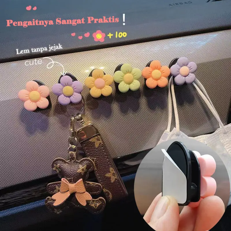 (6PCS)aksesoris mobil lucu kait mobil Mobil Kreatif Lucu Tak Terlihat multi-Fungsi Kait Kecil Stowing & Tidying gantungan  buat Car