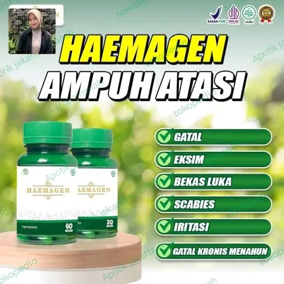 HAEMAGEN Paket 1 Botol 60 Kapsul Suplemen Original Asli Solusi Ampuh Atasi Masalah Kulit Pada kulit Terbaik 0