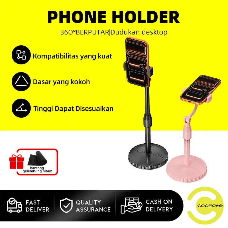 COOBOWE Cheap Adjustable Ponsel Live Streaming Desktop Phone Stand Universal Phone Holder Rotatable Phone Stand Holder Hp Retractable Dudukan Handphone