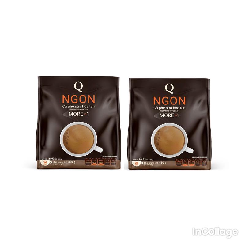 [COMBO 2 BỊCH] cà phê sữa 3in 1 Ngon đen trần quang 24 ống x 20g thơm ngon chính hãng cafe coffee