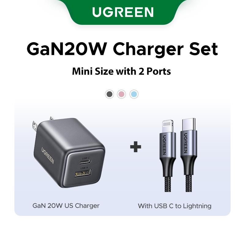 UGREEN GaN 20W 30W Bộ sạc Type C nhanh USB-A và USB-C Compatible with iPhone 17 16 15 14 pro max SAMSUNG S24 Ultra S23 S22 S21 15538