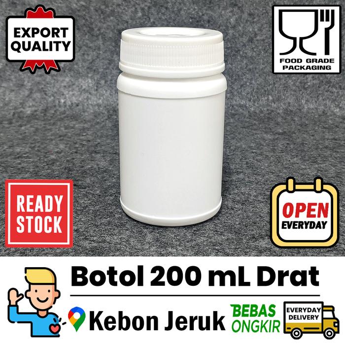 Jual Botol Kapsul / Obat / Tablet HDPE 200 mL Tutup Drat (Gosend JakBar ...