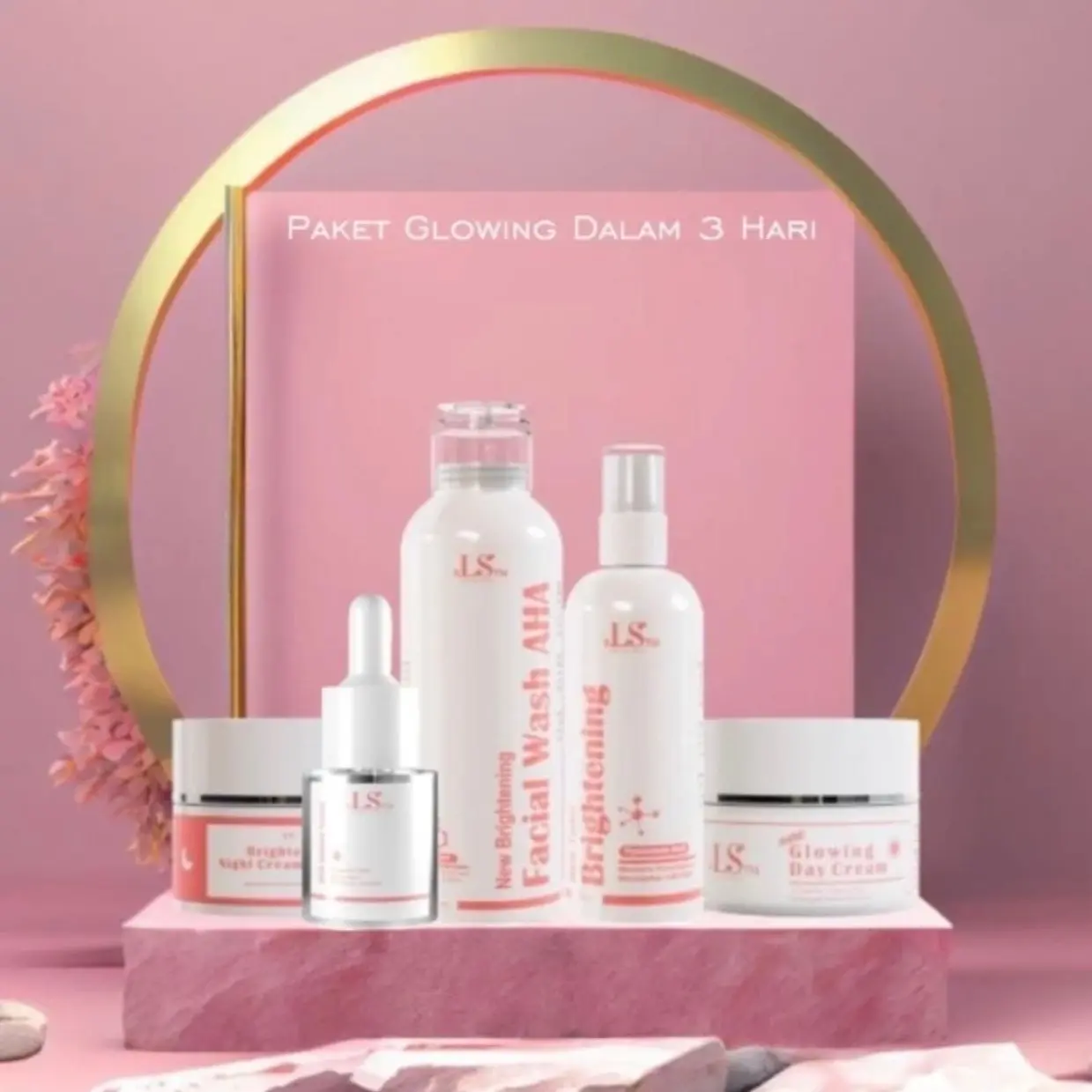 LS SKINCARE PAKET 5 in 1 CREAM BRIGHTENING BOOSTER GLOWING + SERUM DNA SALMON BPOM
