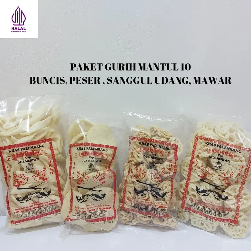 PAKET GURIH MANTUL 10 MIX 4 BUNGKUS 1 KG [ BUNCIS,PESER,SANGGUL UDANG,MAWAR] 1 KG KHAS PALEMBANG  Kemplang 0