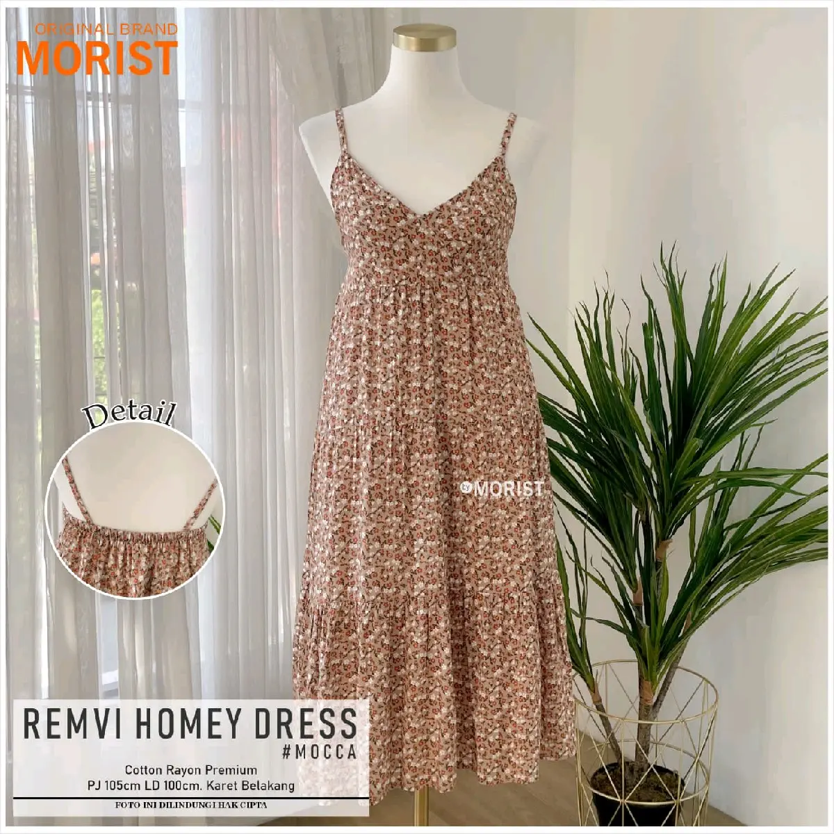 romvi home dress bahan rayon premium ld 100 pb105 belakang karet merk morist
