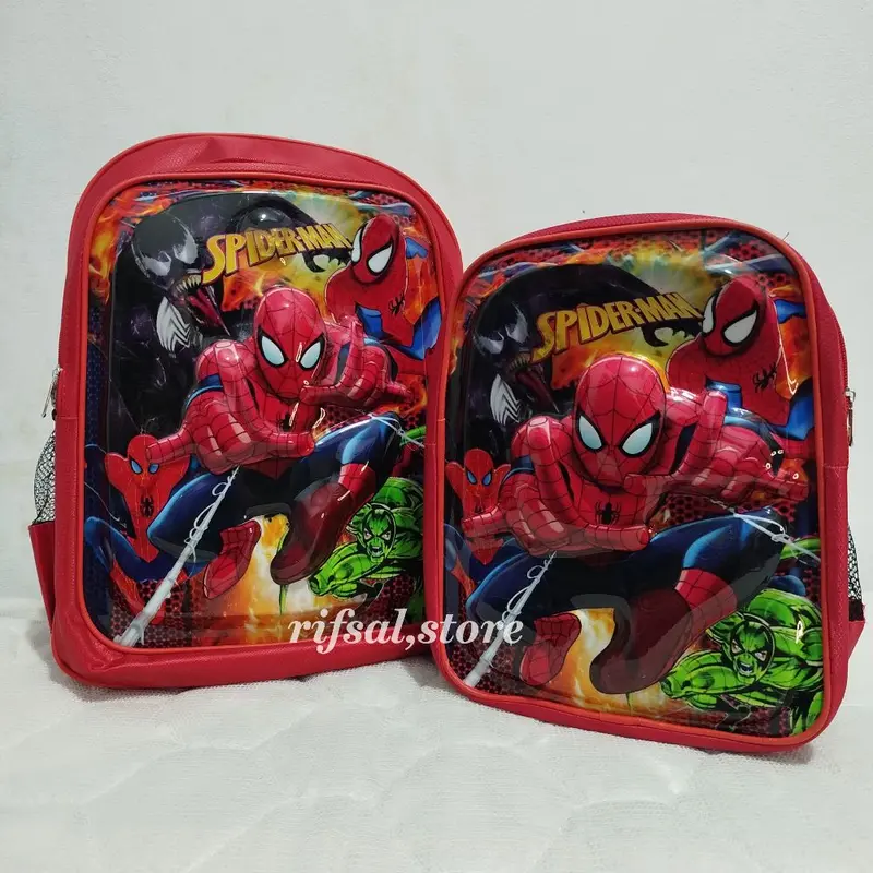 (rifsal,store)Tas anak (Spiderman- iron man) 3d sudah ber led sd ,tk, pard 0