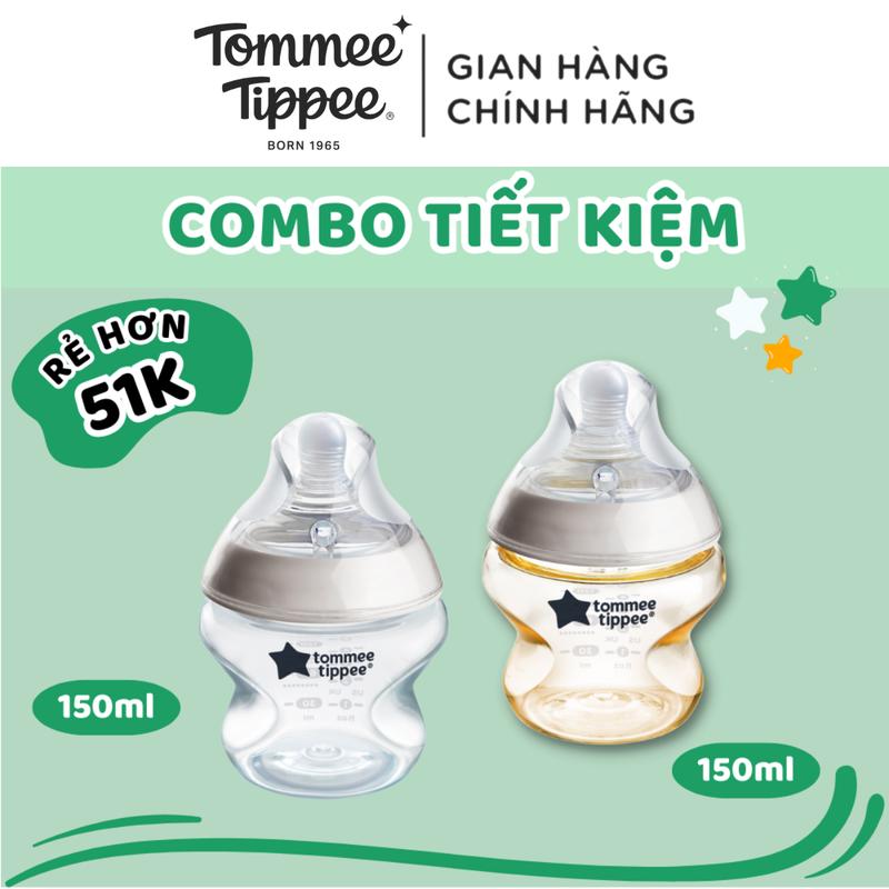 COMBO Bình sữa PPSU Và Bình Sữa PP Ty Mềm Tommee Tippee 150ml, Núm Ty Của Bình 0-3 Tháng