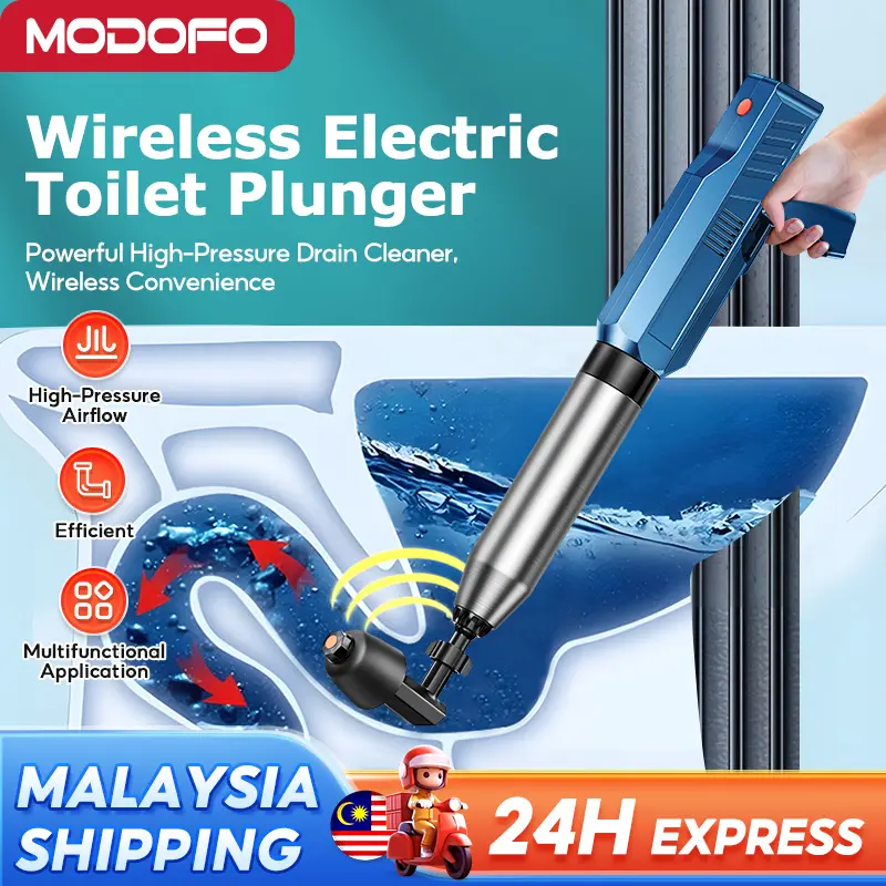 【New upgrade】【COD】MODOFO Electric Toilet Plunger High Pressure Air Drain Blaster Pipe Pump Multifunctional Electric Inflatable Clog Remover Electric Toilet Stailess Steel toilet pommel