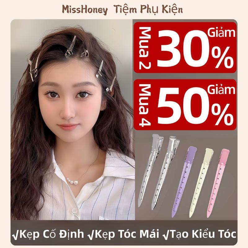 Kẹp Tóc Mỏ Vịt Cố Định Tóc Bằng Sắt Mạ Bạc Kẹp Mái Tạo Kiểu Đơn Giản Dễ Sử Sụng Cho Nữ