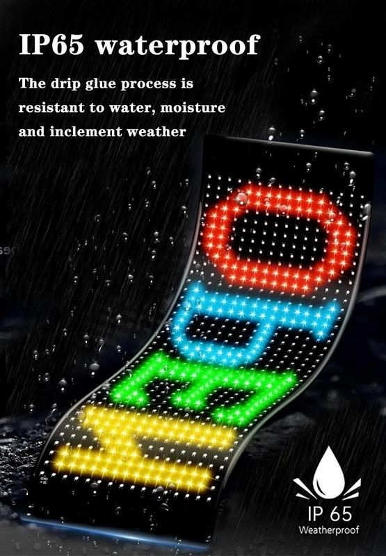 Product Introduction of Led Matrix Screen Panel RGB Color Flexible Display Screen Waterproof LED Module Light DIY APP Program Hat Word Scroll Display 19