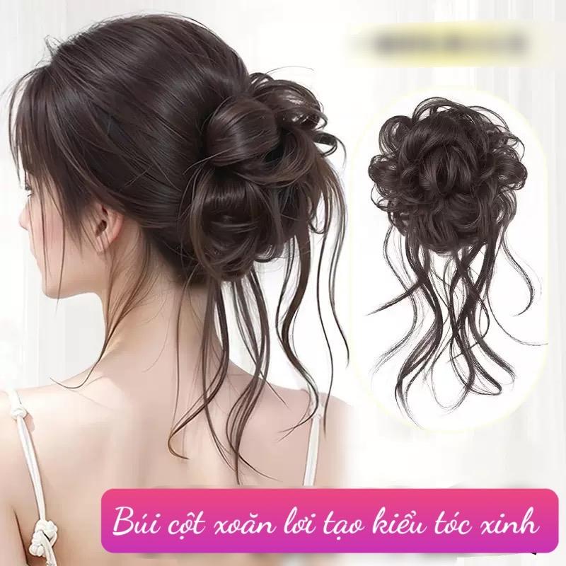  Búi cột xoăn lơi cao cấp tóc tơ lạnh chịu nhiệt tóc giả  tóc búi  tóc buộc  wig 