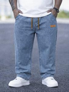 Jeans de moda para tallas grandes, holgados para hombre, corte recto relajado, inspirados en los años 90, color sólido estilo Y2K, adecuados para estilo urbano hip-hop, regalos para la familia.