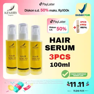 [BPOM] Kemiry Organic Minyak Kemiri Murni 100ml - 3 Botol - Nutrisi Rambut + free bonus 3 pcs Haircare Vitamin Treatment Perawatan Kering