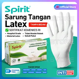 SPIRIT - Sarung Tangan Medis Latex POWDER FREE Tanpa Tepung | Medical Examination Gloves PF
