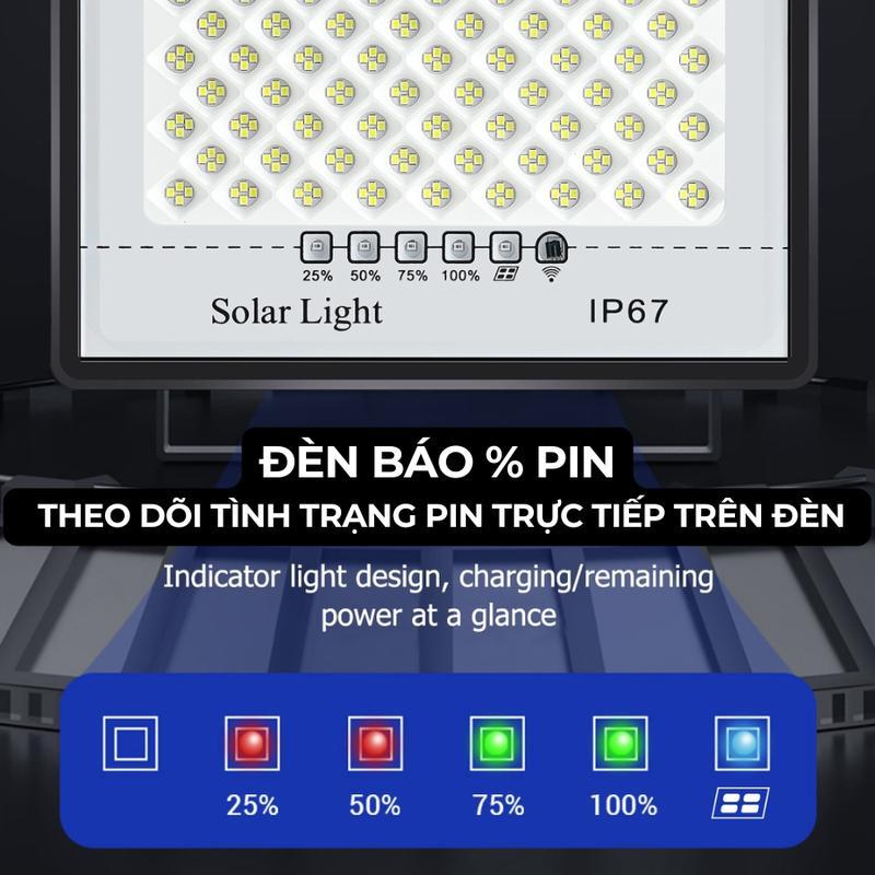 Đèn Năng Lượng Mặt Trời Mắt Ngọc Solar Light 3000W Đèn có thấu kính, chống loá mắt. Điều khiển từ xa - Cảm biến ngày/đêm. Tự đông bật tắt. Không sử dụng điện, Có đèn báo % pin. An toàn, Tiết kiệm đènnang  luong 2