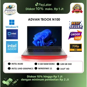 PROMO LAPTOP MURAH ADVAN TBOOK | N100 | 4GB 128GB | W11 | 14.0
