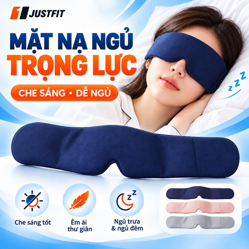 Mặt Nạ Ngủ Trọng Lực JUSTFIT Che Sáng Hạt Trọng Lực Êm Mắt, 2 Mặt 4 Mùa Lụa Mát Ngủ Ngon Dễ Vào Giấc