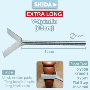 SKIDA Extra Long Y-SPINDLE [Besi, 15cm] untuk Instalasi Safety Gate pada Tiang Bundar Pipih Kotak Sudut Aksesoris Pagar Pengaman Anak Bayi Tangga