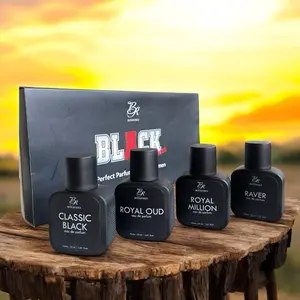 Boyroses Parfum Black Series Pria Paket 4 Botol 30ml Wangi Cowok Khas & Berkelas Soft Fresh Woody Oud Fruity