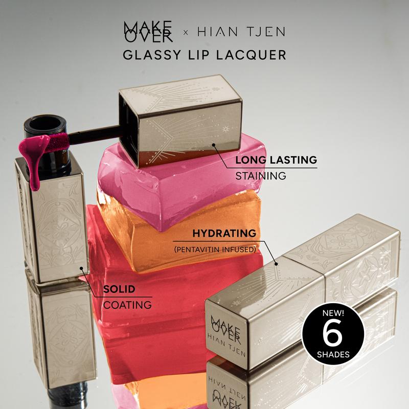 MAKE OVER Glassy Lip Lacquer X Hian Tjen - Lip Gloss Lip Tint Lipcream Lip Cream Lipstick Make Up Pigmented BEST SELLER long lasting time less stain with euphoria 2