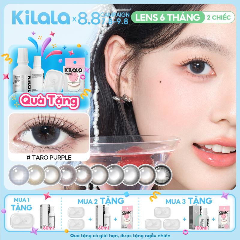 Kính áp tròng Kilala lens 6 tháng dòng A Little Tipsy màu nâu hồng xám DIA 14.2-14.5mm độ cận 0-7 lens tự nhiên nhẹ nhàng, hiệu ứng mắt to rõ nét, tông sáng dễ đeo, phù hợp nhiều kiểu trang điểm Nữ Women[Lens được Linh Ka yêu thích]