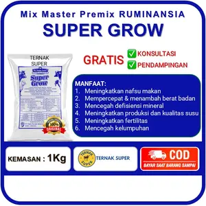 MIX MASTER PREMIX SUPER GROW - SUPLEMEN PAKAN UNTUK NUTRISI SAPI PEDETAN