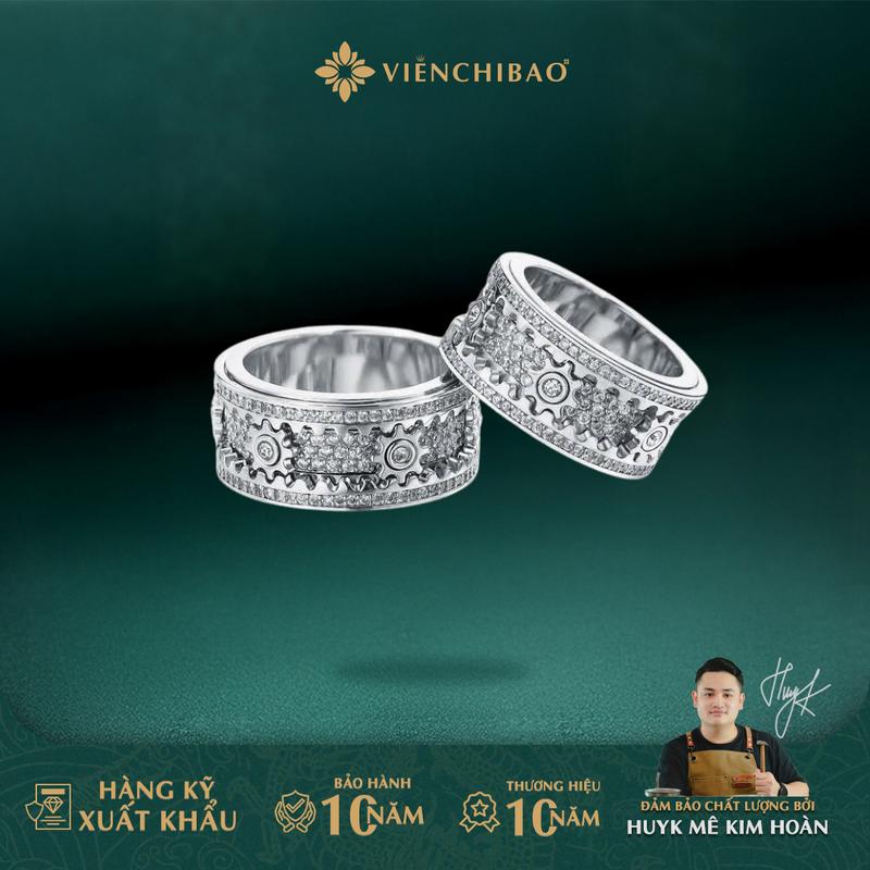 HuyK Viễn Chí Bảo - Nhẫn xoay răng cưa đính đá CZ chất liệu bạc S925 - N101220