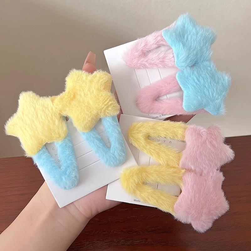Kẹp Tóc Hình Ngôi Sao Bằng Vải Nhung Lông Cho Nữ, Phong Cách Hàn Quốc, Ins, Dễ Thương, Ngọt Ngào, Quà Tặng Sinh Viên 0
