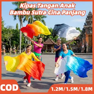 Kipas Tangan Anak Bambu Sutra Cina Panjang 180 cm - Alat Tari Fan Streamer