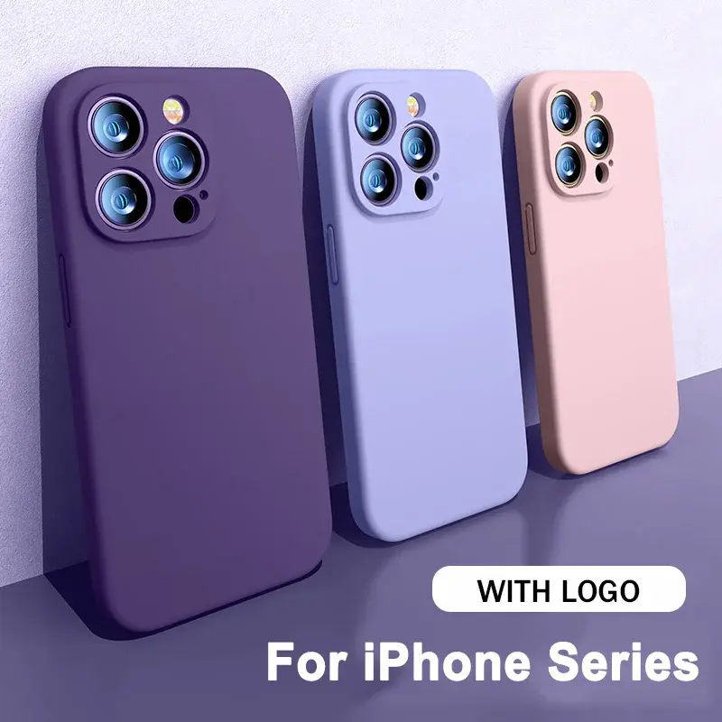 Case Silicone Macaron Square Iphone 13 14 15 Pro Max Plus Casing Soft TPU 2