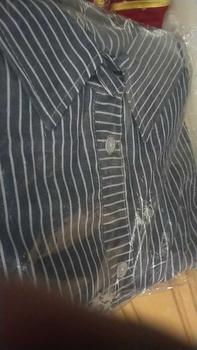 Product Review of Kemeja Motif Salur kombi Brukat / Atasan Kemeja Wanita Model Terbari Trendi 2024 / Kemeja Motif Salur Size M L XL Murah Nyaman Katun from s**1 0