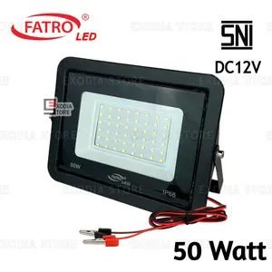 FATRO Lampu Sorot Accu DC 12V 10W 20W 30W 50W 100W SMD LED Flood Light Waterproof IP66 + Kabel Jepit Aki 140 cm Lampu Sorot Aki DC12V 10 Watt 20 Watt 30 Watt 50 Watt 100 Watt LED