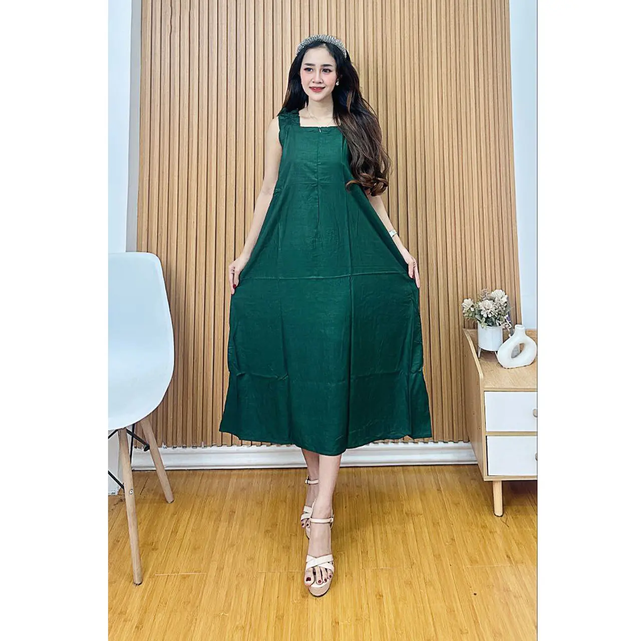 Daster Wanita Terbaru Rayon Busui Resleting Depan Baju Tidur Kekinian Yukensi Tanpa Lengan