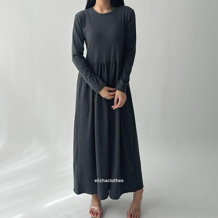 long dress hitam lengan panjang Jual Dress Pesta Hitam Mewah Elegan Korea Premium/Dress Hitam Korea Lengan Panjang