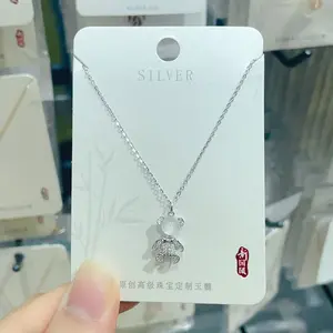 Kalung beruang kalsedon dan akik S925, gaya wanita - gaya unik, khusus, dan vintage, memancarkan kesan mewah.