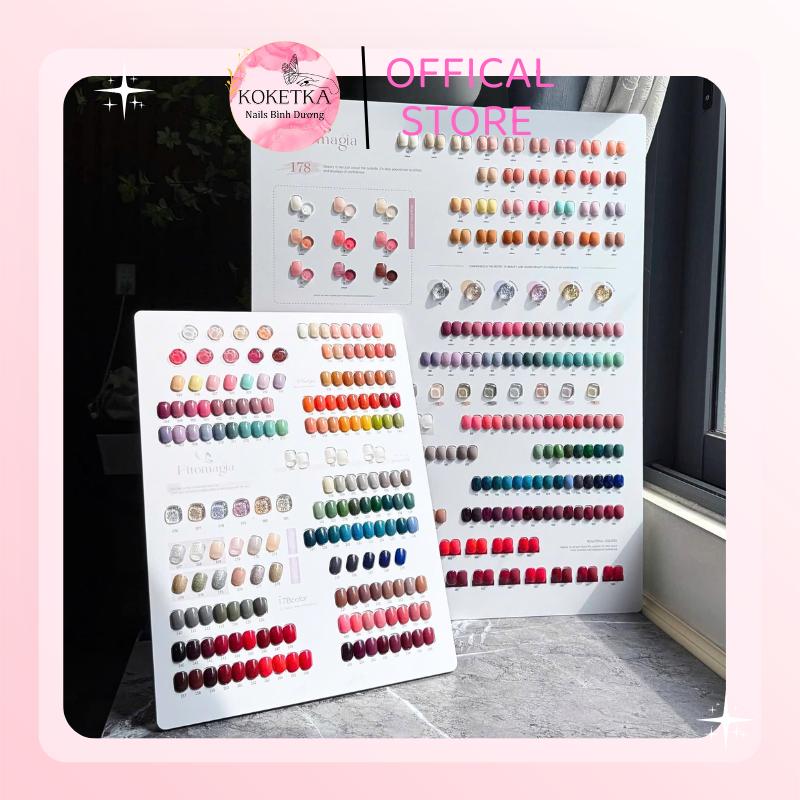 Set sơn gel 178 màu Fitomagia thạch nhũ tone Hàn Quốc - tặng kèm 2 bảng màu khung gỗ trưng bày Nữ + Base + Top
