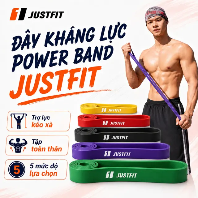 Dây kháng lực JUSTFIT power band, powerband tập gym, tập yoga, thể dục tập chân nam nữ Tập Cơ Tay Cao Su Tập Yoga