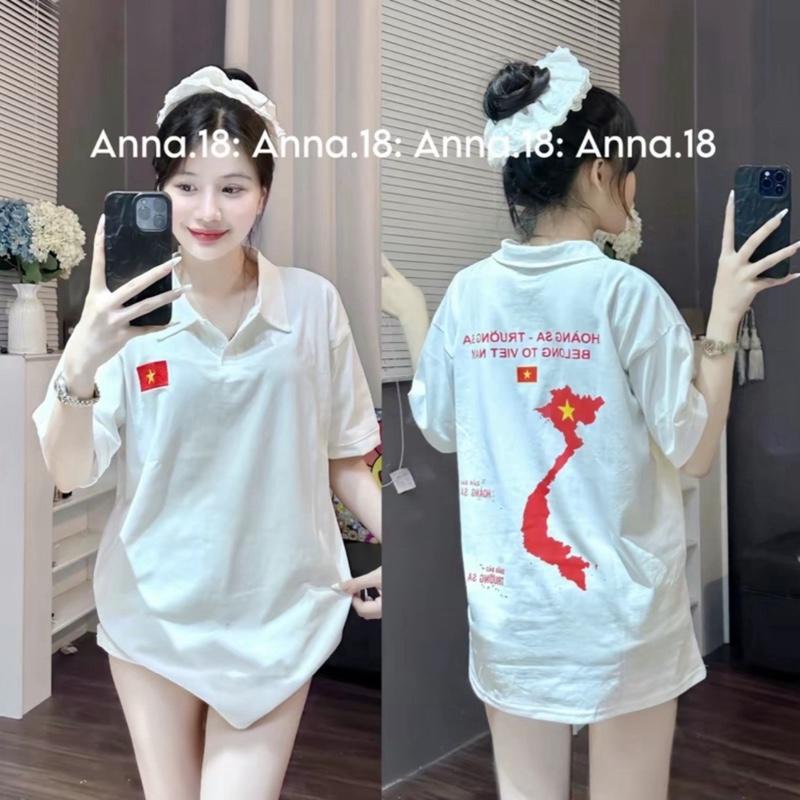 Áo phông POLO 3158 cotton khô FREESIZE <70KG hình LÁ CỜ 2 mặt ( VIỆT N) TOP NAM NỮ