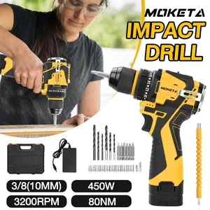 Bor Listrik Nirkabel Lithium-ion 80N.m dengan 2 Kecepatan dan LED Terintegrasi Bor Mini untuk Proyek DIY Ringan dan Nyaman