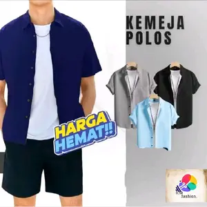 baju cowok keren kemeja polos pria lengan pendek terbaru . Katun Dewasa Hem Hitam Casual kemeja  anak  remaja