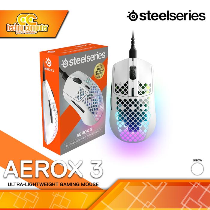 Gambar MOUSE GAMING STEELSERIES AEROX 3 Snow 2022 Edition - Gaming Mouse dari Techno Computer Bali Kota Denpasar Tokopedia