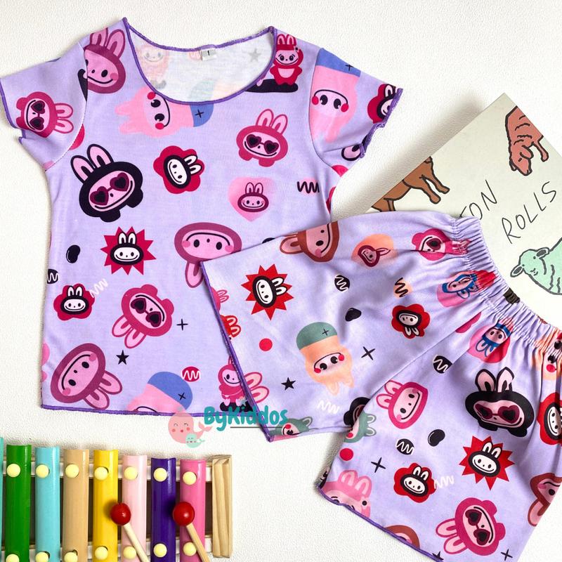 ByKiddos - Baju Labubu Anak Perempuan Lokal / Setelan Labubu Anak Perempuan / Set Celana Pendek dan Lengan Pendek / Baju Santai Anak 4