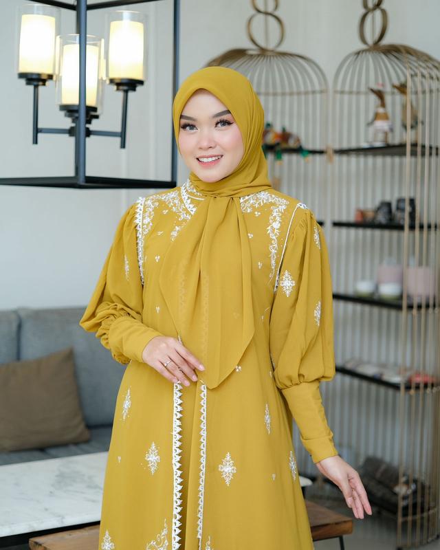 gamis ceurty outer mix bordir set hijab terbaru//dress wanita elegan mewah terlaris//gamis pesta termurah 1