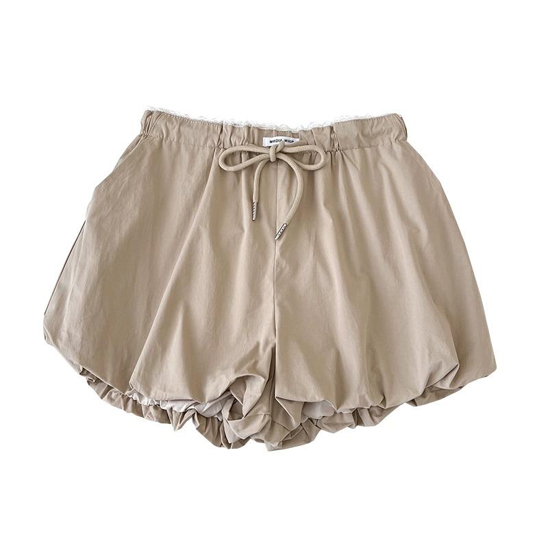 Quần Short Bí Phồng Nữ Phối Cạp Viền Ren Mùa Hè Có Dây Rút Cạp Chun Quần Đùi Nữ TA-1710
